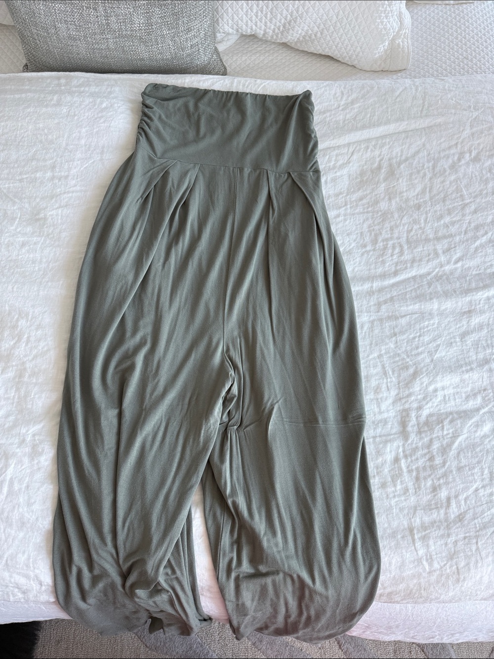 Olive Green Strapless Maternity Wide Leg Jumpsuit